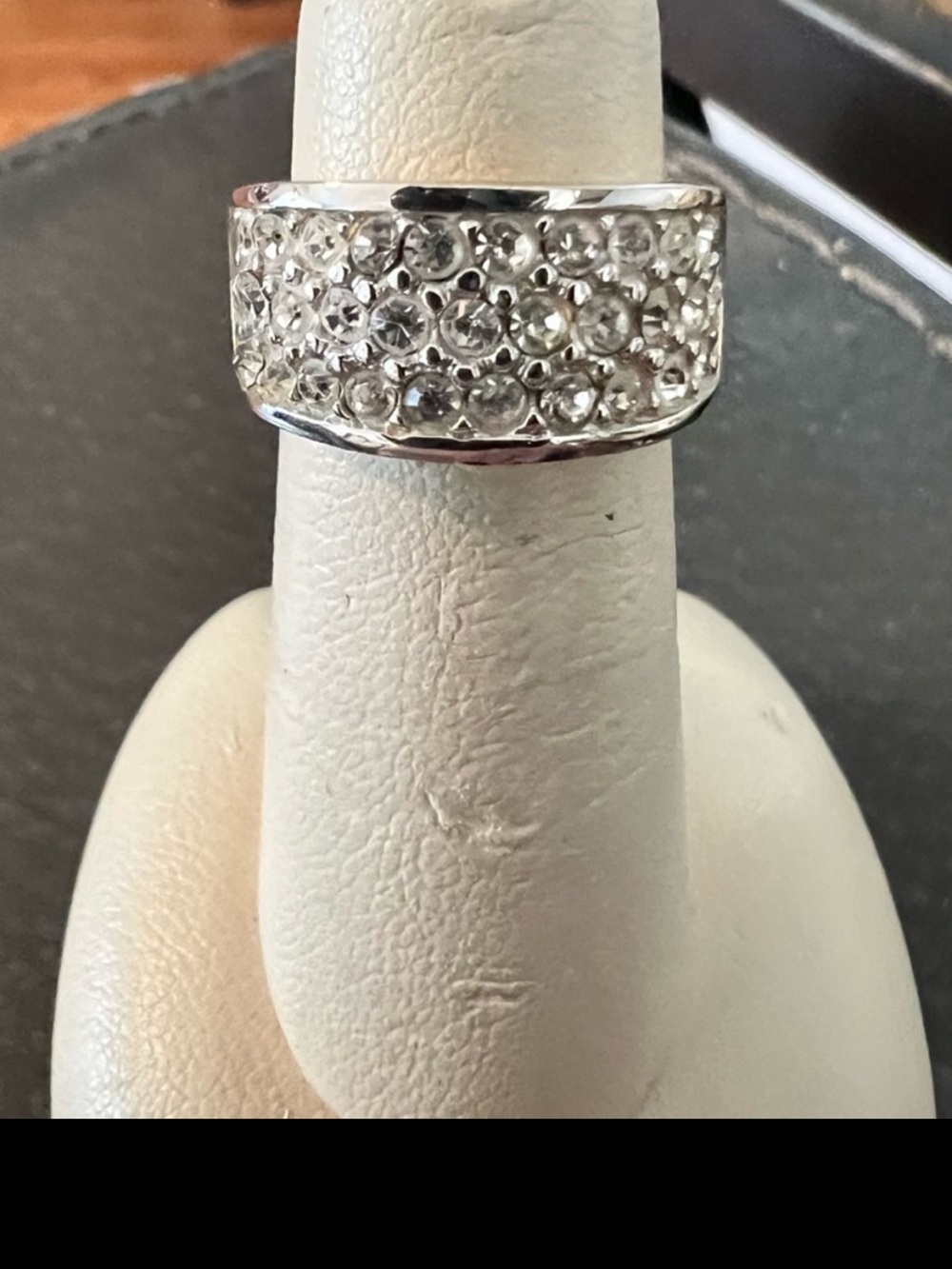 Silver Crystal Pave Wide Band Ring - Women Jewelry